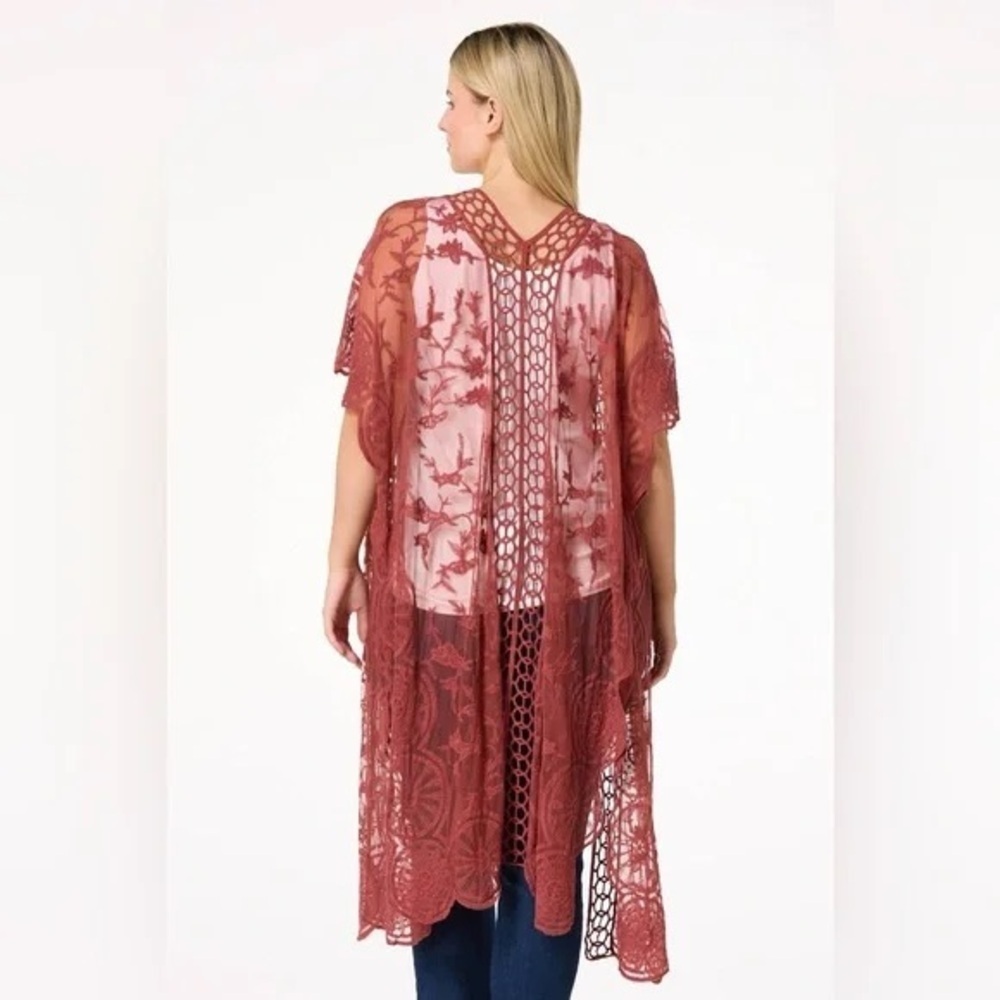 Cato | PLUS SIZE EMBROIDERED MESH DUSTER SIZE 18/20